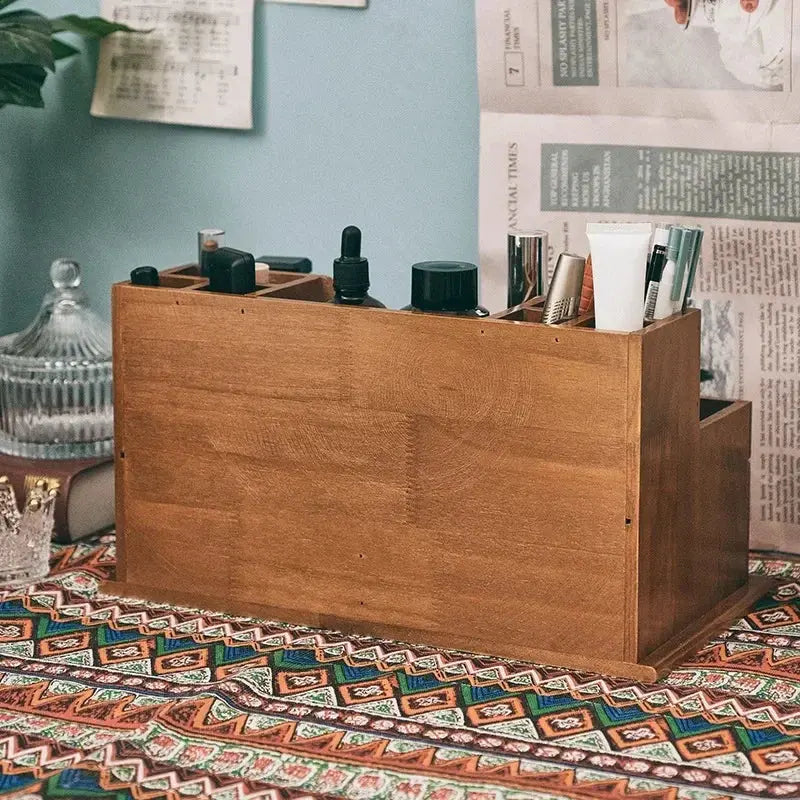 Multi-functional Desk Organizer for Stationery and Cosmetics with Drawer Compartments and Pen Holder colegio culinario de morelia