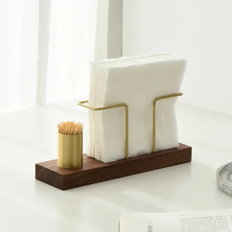 Desktop Organizer Tableware Supplies Wood Tissue Paper Holder Napkin Holder Brass Tissue Box StorageToothpick Box colegio culinario de morelia