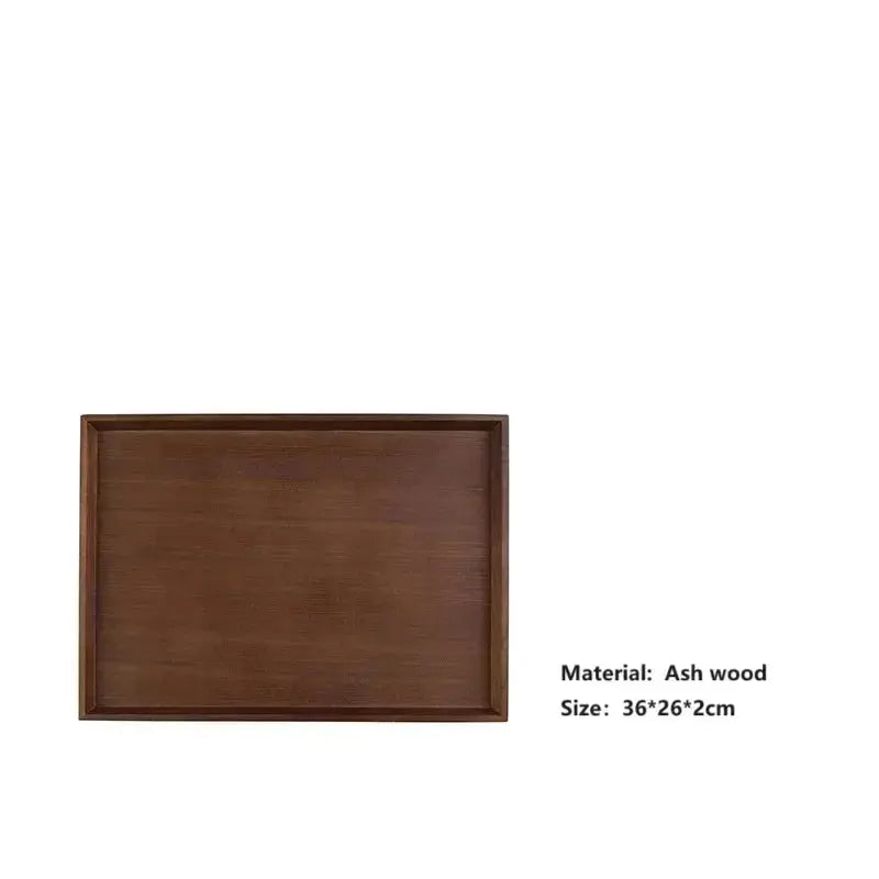 HeMu Natural Walnut Wooden Rectangular Tray Round Beech Handle Tray Kitchen Bread Fruit Shelving Restaurant Hotel Serving Tray colegio culinario de morelia