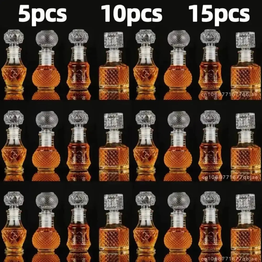 5 10 15 Pcs Whiskey Liquor Bottle 50ml Cute Glass Dispenser Mini Alcohol Guest Gift Wedding Decanter Wine Pot Shot Jars Bar Set colegio culinario de morelia