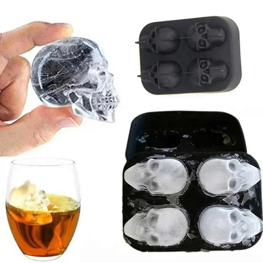 3D Skull Silicone Ice Mould Mold Ice Cube Home Ball Mold Whiskey Cocktail Wine Maker Cream Kitchen Tools Gadgets Dining Bar colegio culinario de morelia