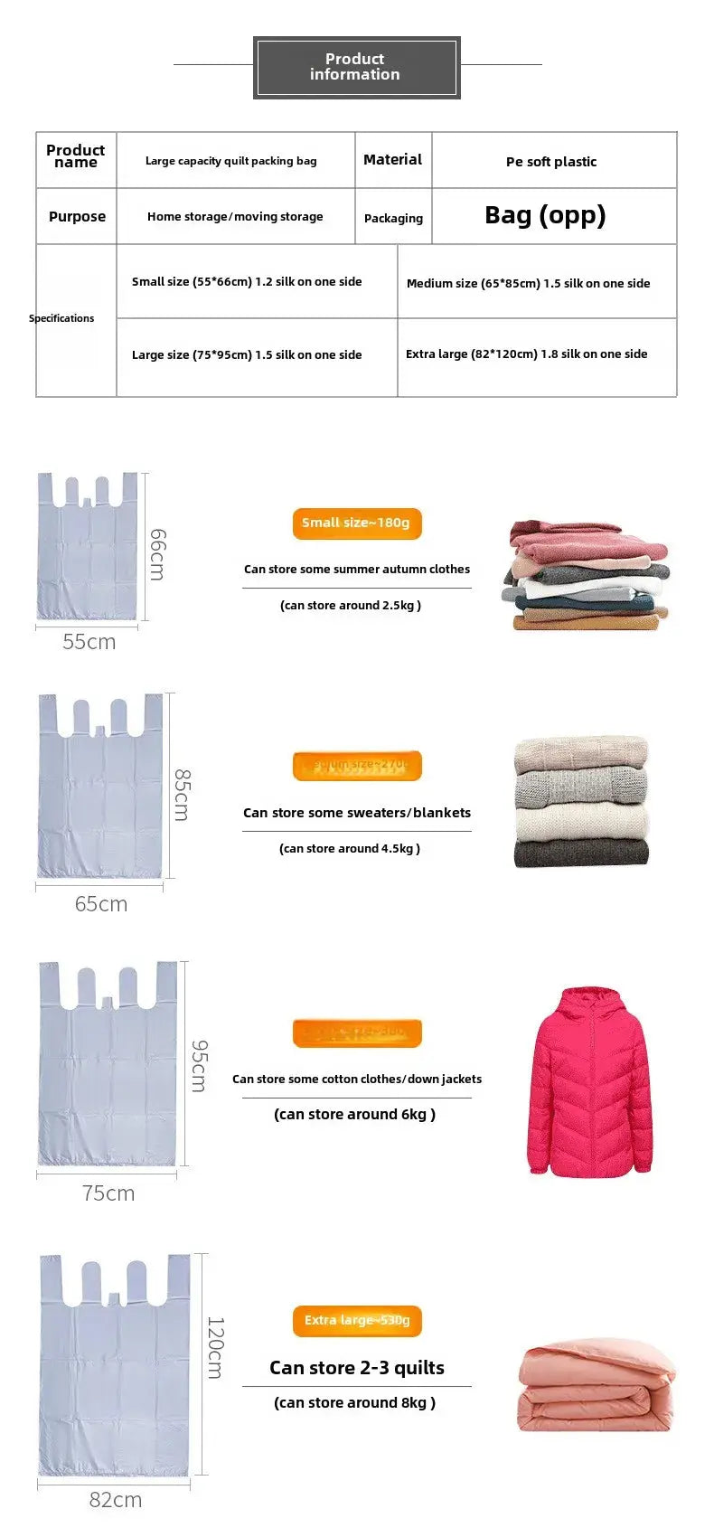 10PCS Large Capacity Plastic Bags Thicken Moving Packaging Bag Clothes Storage Bags for Toys Duvet Blanket Bedding Organizer colegio culinario de morelia