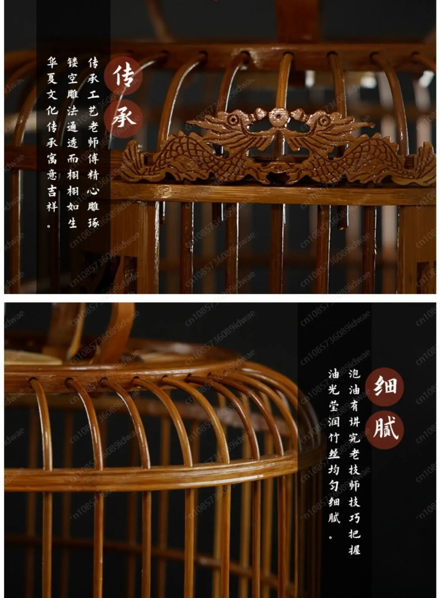 Bamboo cage with painted eyebrows for parrots, large size for household use, complete set of bamboo cages, old bamboo Chef's Market