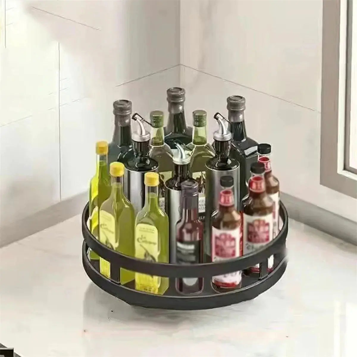 360°Rotation Spice Rack Organizer Jar Cans For Kitchen Accessories Non-Skid Carbon Steel Storage Tray For Seasonings And Spices colegio culinario de morelia