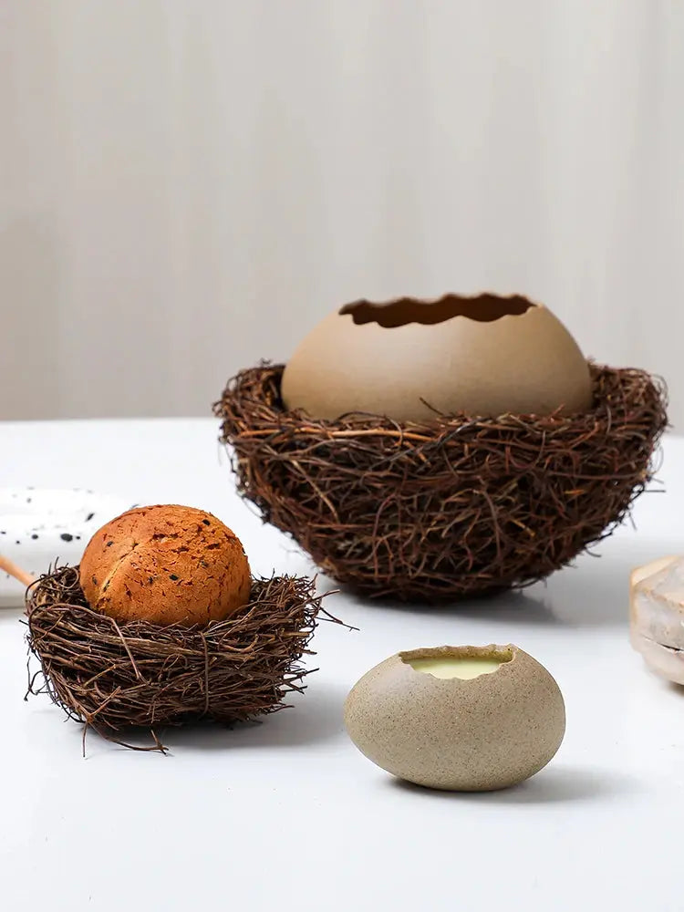 Creative Bird's Nest Decoration Dessert Bowl, Eggshell Bowl, Ceramic Tableware, Baking Pudding Bowl, Egg Steamer, Kitchenware colegio culinario de morelia