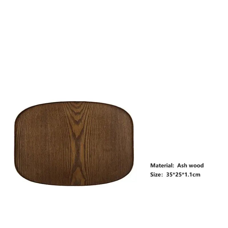 HeMu Natural Walnut Wooden Rectangular Tray Round Beech Handle Tray Kitchen Bread Fruit Shelving Restaurant Hotel Serving Tray colegio culinario de morelia