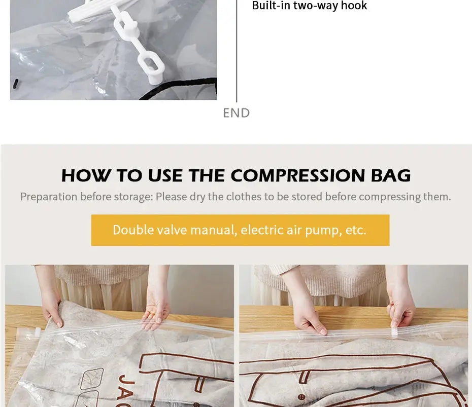 Hanging Vacuum Storage Bags Space Saver Bags Vacuum Seal Storage Bag for Suits Dress Coats Jackets Closet Organizer and Storage colegio culinario de morelia