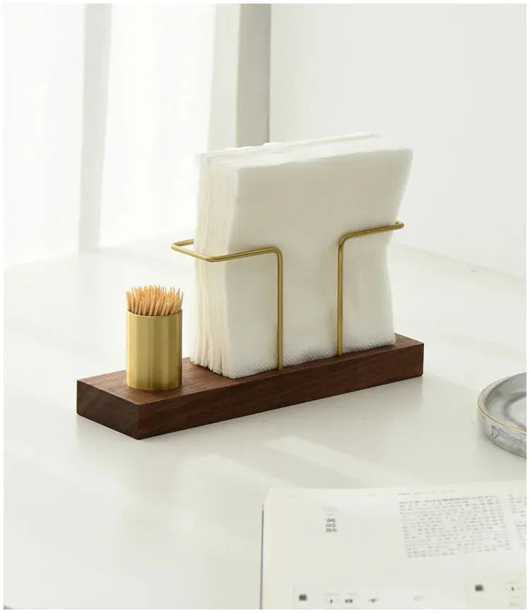 Desktop Organizer Tableware Supplies Wood Tissue Paper Holder Napkin Holder Brass Tissue Box StorageToothpick Box colegio culinario de morelia