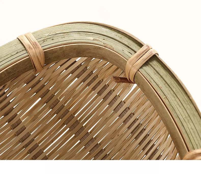 Bamboo weaving colander kitchen bamboo dustpan draining bamboo basket rice sieve scoop fruit basket kitchen storage organizer Chef's Market