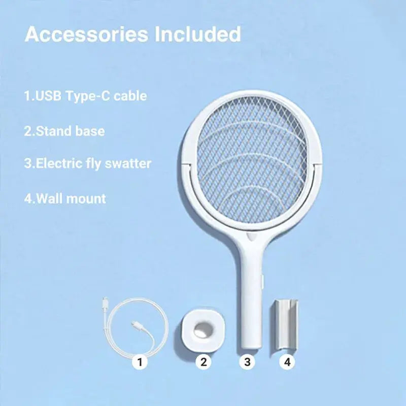 5 In 1 Fast Charging Racket Kill Fly Bug Safety Insulated Battery Powered Lamp ABS Adjustable Electric Mosquito Swatter colegio culinario de morelia