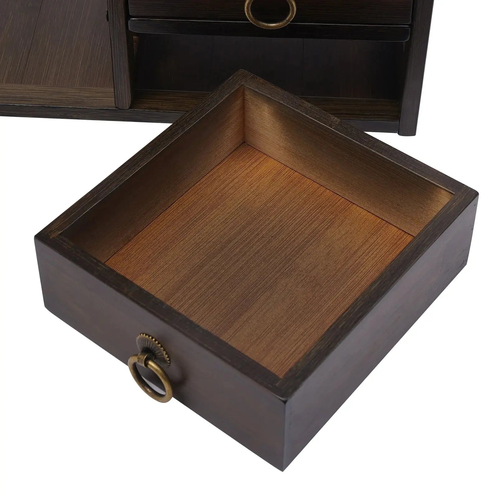 Bamboo Desktop Bookshelf with 3 Drawers, Desktop Storage Cabinet, Office Storage Organizer Student Desktop Multi-Layer Shelf colegio culinario de morelia