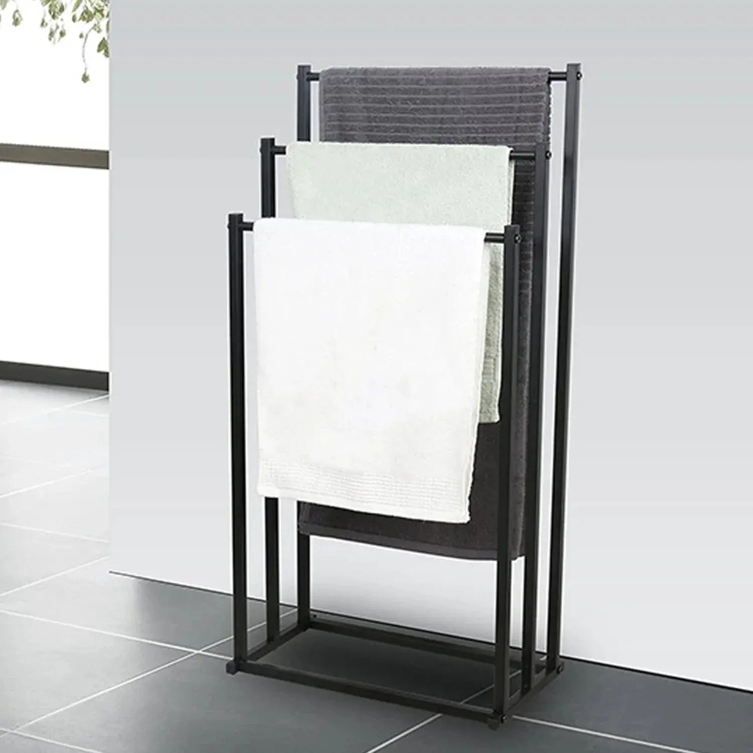 Handtuchhalter, Badezimmer Handtuchstange, Freistehender Handtuchständer, Badetuchhalter, mit 3 Handtuchstangen, Metall colegio culinario de morelia