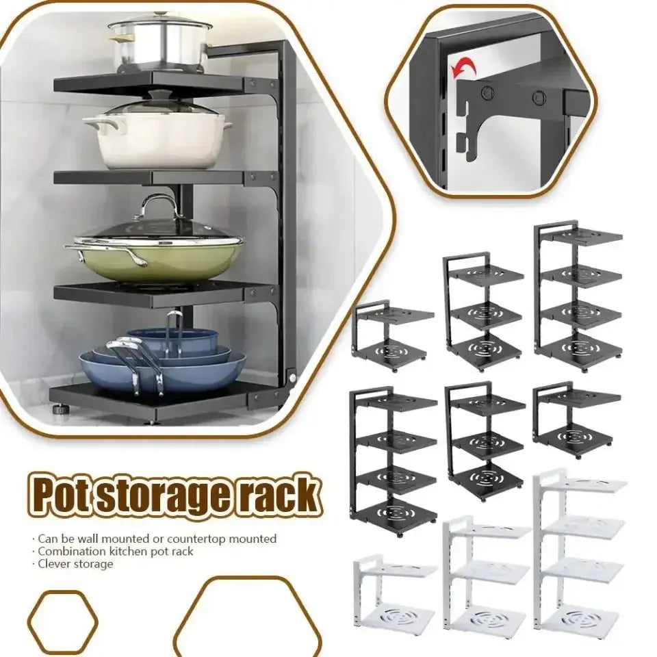 Kitchen Under Sink Pot Holder Multilayer Frying Pan Rice Cooker Seasoning Storage Rack Adjustable Stainless Steel Organizer colegio culinario de morelia