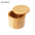 1PC Bamboo Wooden Salt Box with Magnetic Swivel Lid - Kitchen Storage Container for Spices Herbs And Condiments colegio culinario de morelia