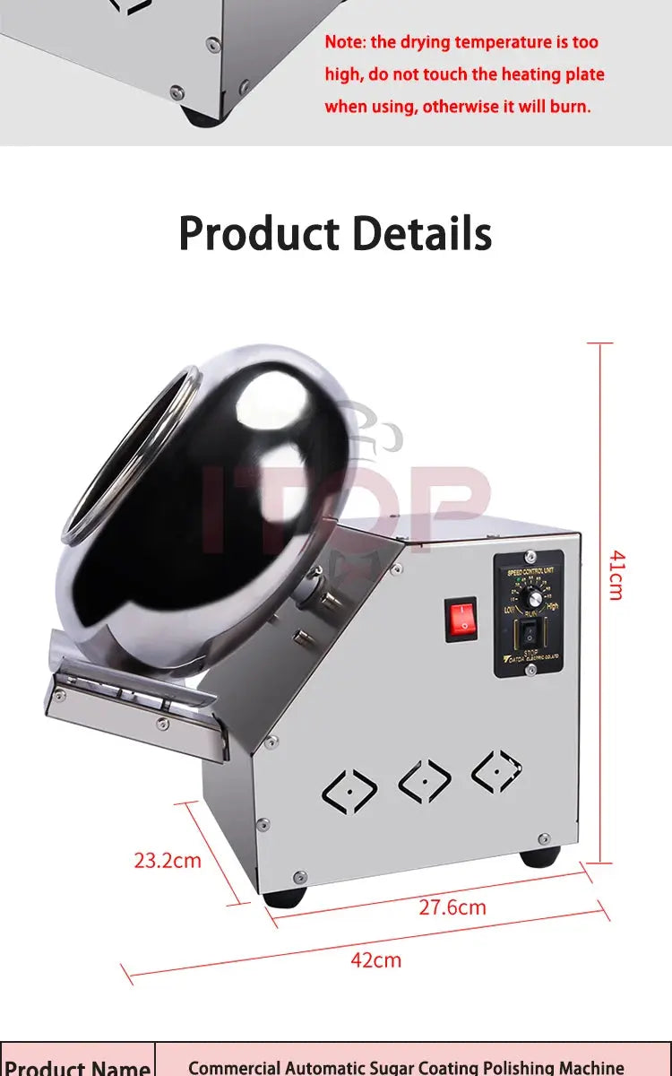 ITOP Chocolate Sugar Coasting Machine 30cm Roller Commercial Small Candy Coater Machine Chocolate Bean Coating Dragee Machine colegio culinario de morelia