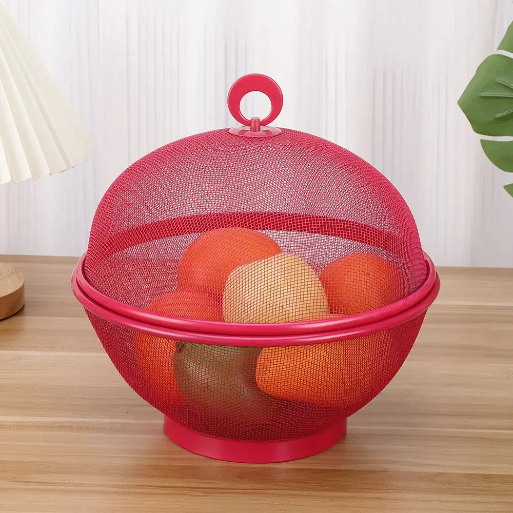 Iron Basket Anti-Mosquito Mesh Fruit Vegetable Basket Kitchen Drain Basket Vegetables Fruit Holder Portable Outdoor Picnic Use colegio culinario de morelia