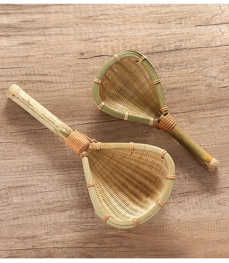 Bamboo weaving colander kitchen bamboo dustpan draining bamboo basket rice sieve scoop fruit basket kitchen storage organizer Chef's Market