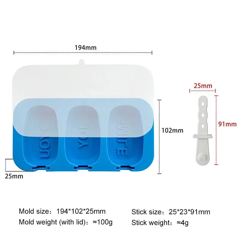 Homemade Popsicle 3-Cavity Ice Cream Mold Food Grade Silicone Letters JOY SMILE COOL YUM DIY Ice Lattice Ice Pop Molds colegio culinario de morelia