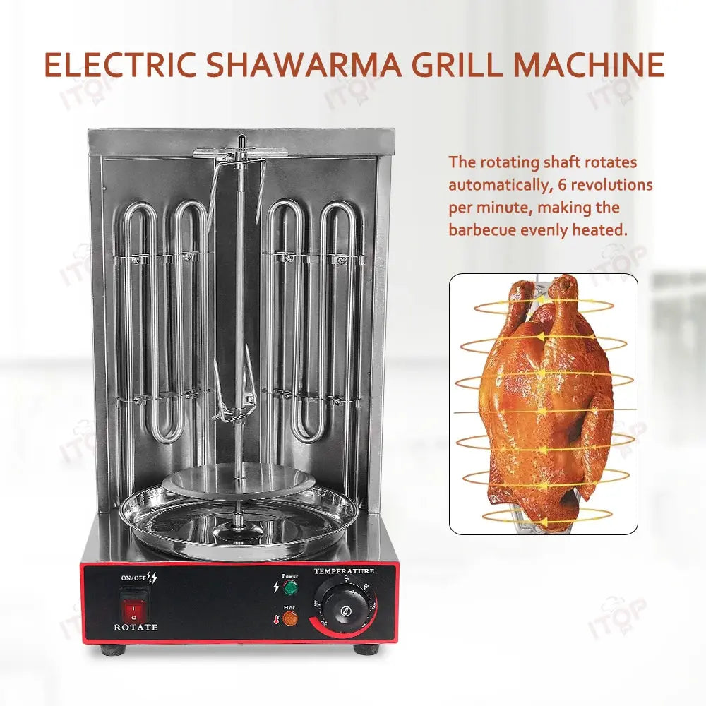 ITOP Electric Doner Kebab Grill Shawarma Machine Automatic Rotating BBQ Grill For Commercial Household Heating Pipe colegio culinario de morelia