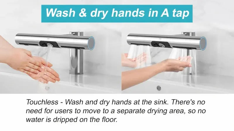 AIKE Automatic Air Hands Dryer Creative Hands Washing and Drying 2 in 1 Design Air Tap Bathroom Faucet with Hand Dryer AK7120 colegio culinario de morelia