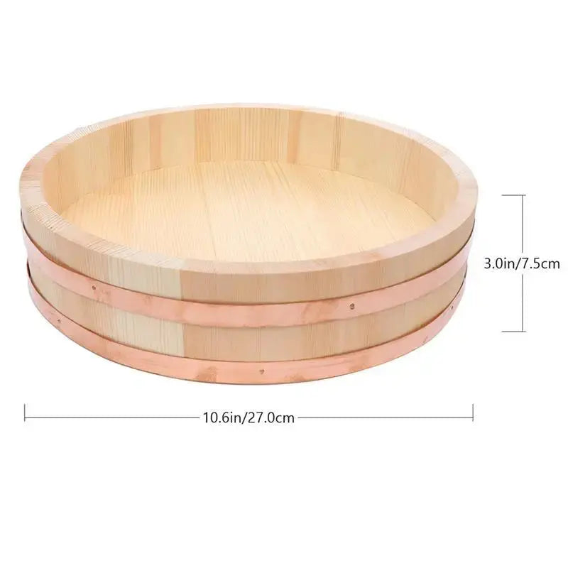 1pc Thick Wall Wooden Sushi Rice Bucket Hand Polished Japanese Hangiri Rice Mixing Tub Kitchen Dining Bar Accessories colegio culinario de morelia