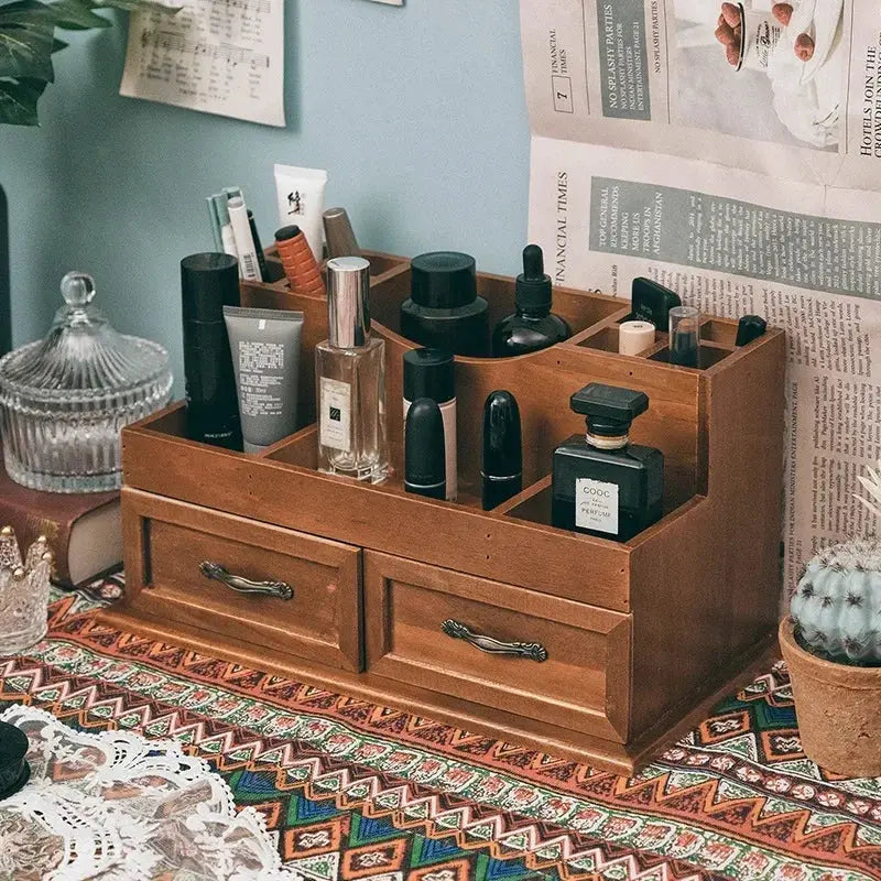 Multi-functional Desk Organizer for Stationery and Cosmetics with Drawer Compartments and Pen Holder colegio culinario de morelia