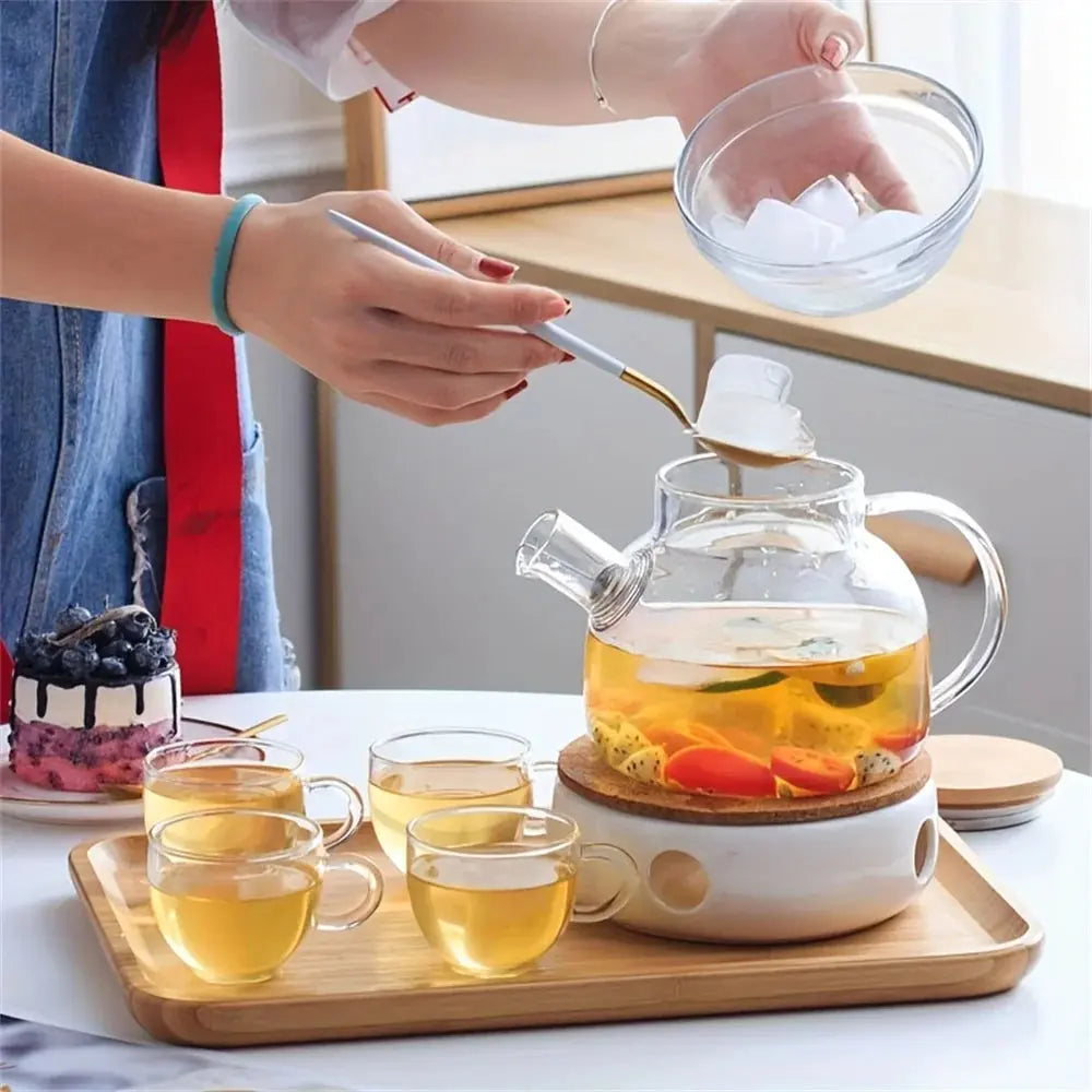 1L/1.8L Large Capacity Glass Teapot High Temperature Resistant Kettle for Steamed Juice Fruit & Iced Tea Home Kitchen Access colegio culinario de morelia