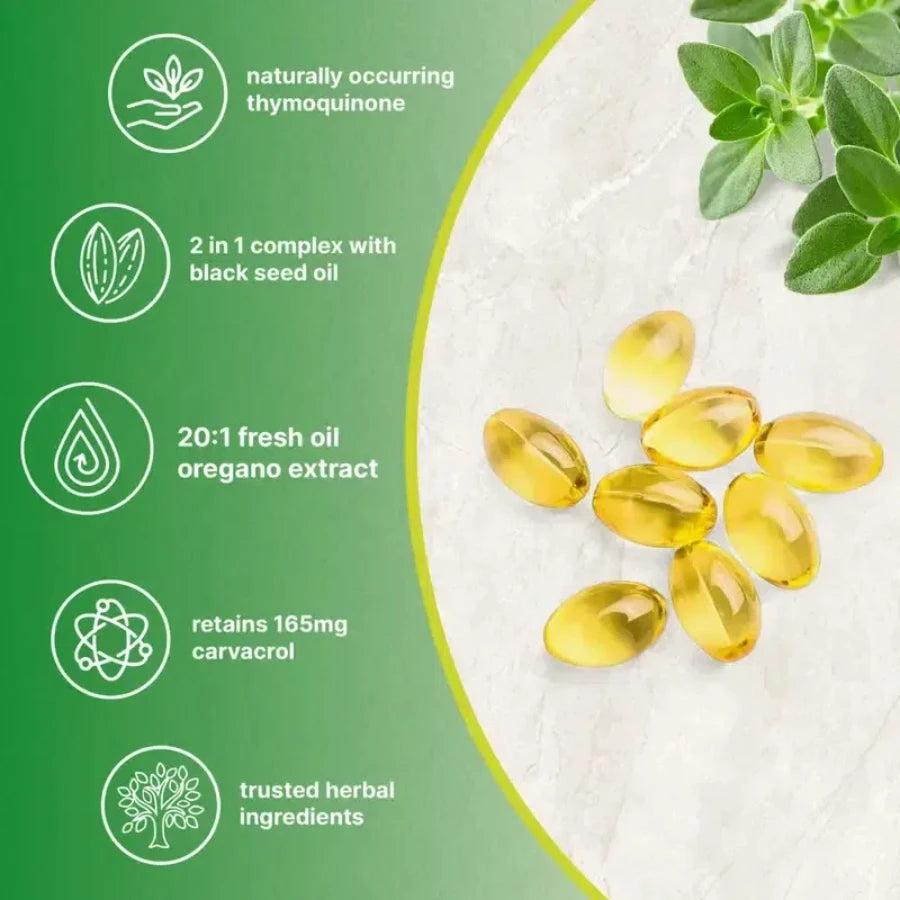 300 Capsules Oil Of Oregano with Black Seed Oil - Natural Antioxidants for Fitness Nutritional Support - Highly Effective Chef's Market