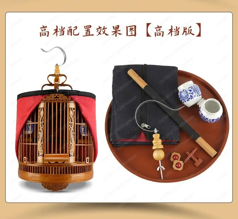 Bamboo cage with painted eyebrows for parrots, large size for household use, complete set of bamboo cages, old bamboo Chef's Market