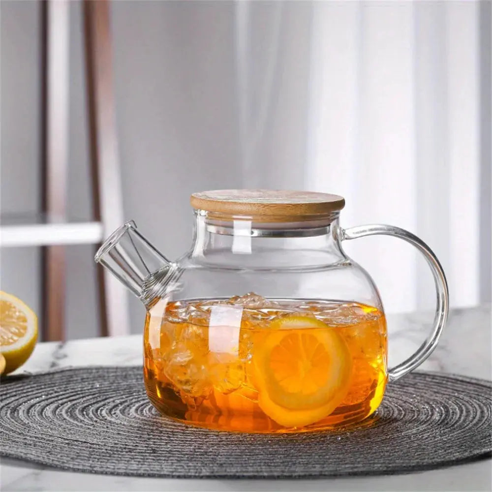 1L/1.8L Large Capacity Glass Teapot High Temperature Resistant Kettle for Steamed Juice Fruit & Iced Tea Home Kitchen Access colegio culinario de morelia