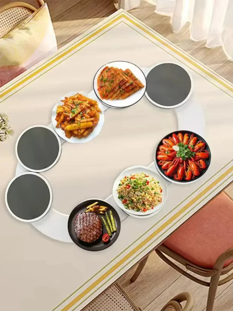 Dining Table Rotating Food Tray Foldable Space Saving Dish Outdoor Family Picnic Saucer Easy To Assemble and Clean Dining Tools colegio culinario de morelia
