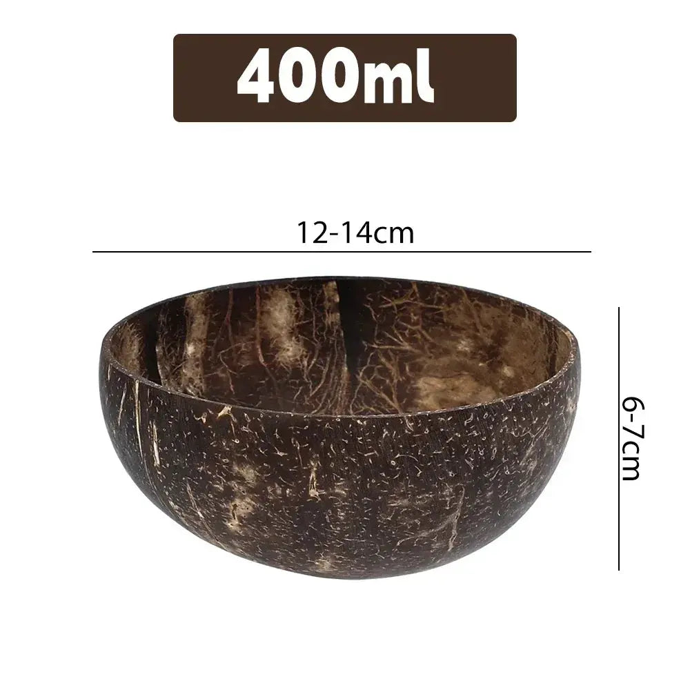 8/1PCS Natural Coconut Bowl Set Salad Coco Smoothie Mixing Rice Ramen Bowl with Wooden Spoon for Dessert Fruit Kitchen Tableware colegio culinario de morelia