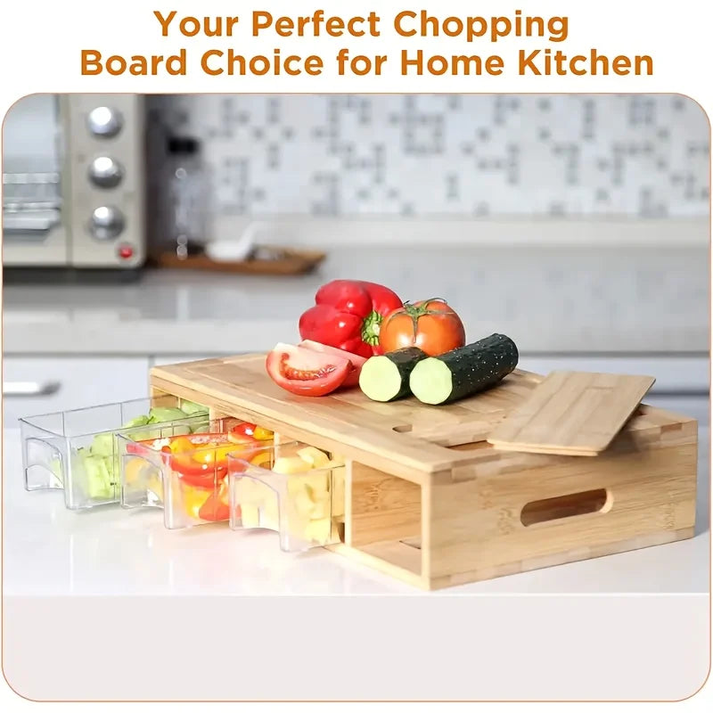 Kitchen Multi Functional Classification Bamboo with Drawer Style Cutting Board and Cutting Board Set Kitchen Tools Can Store Chef's Market