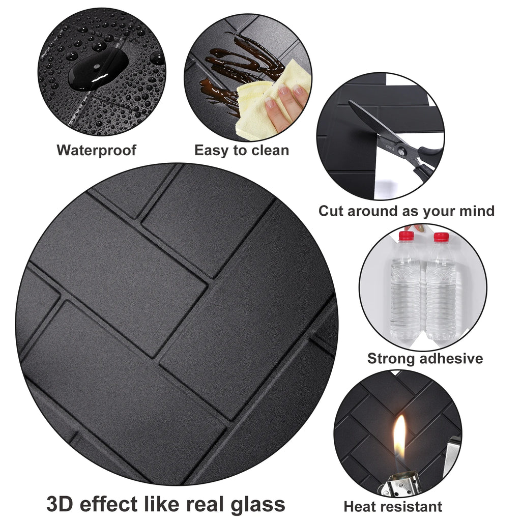 10 Pieces Peel and Stick Herringbone Wall Tiles DIY Kitchen Backsplash Big SIze Wall Sticker Waterproof Vinyl Wallpaper for Home Chef's Market