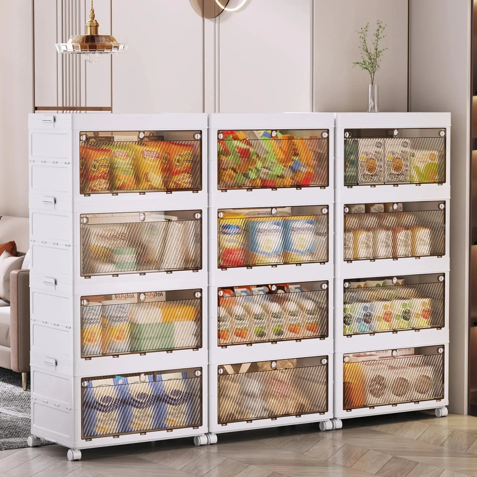 1/2/3/4/5 Layer Folding Storage Cabinet Storages Cabinet Waterproof Dustproof With Swivel Wheel Kitchen Bedroom Living Room colegio culinario de morelia