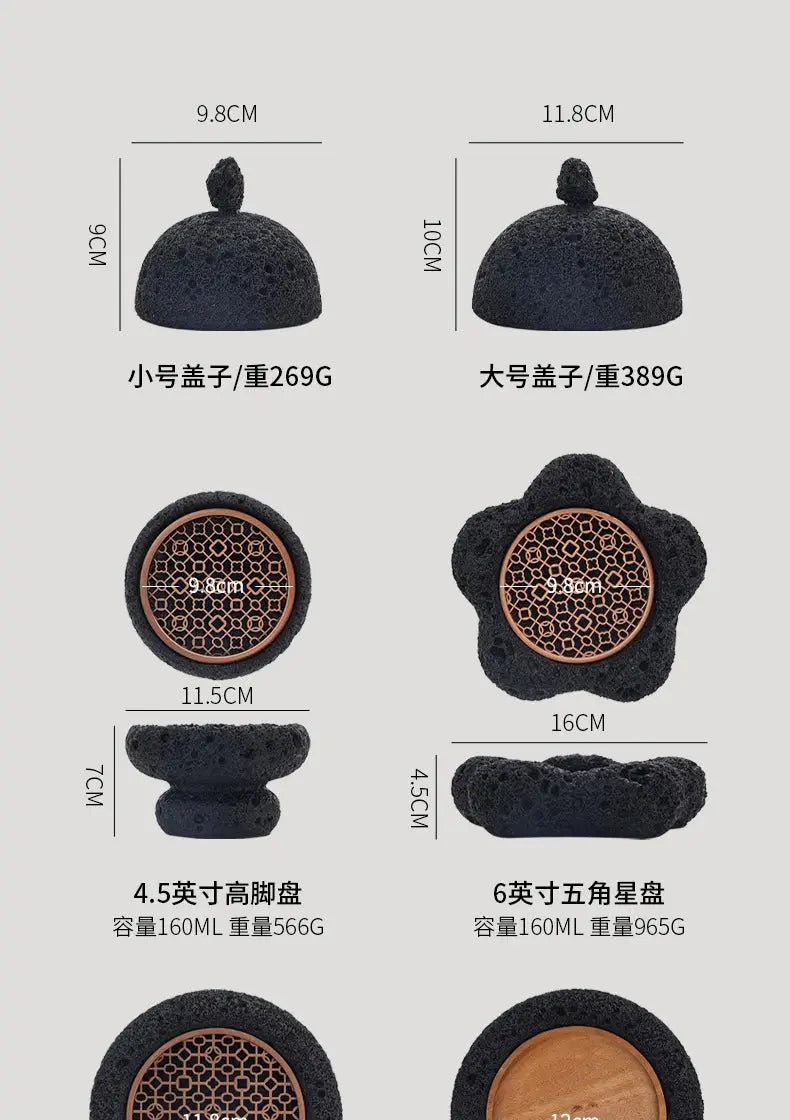 Japanese Tableware Rock Sushi Plate Coal Ball Volcanic Stone Swing Plate Steak Plate Hotel Creative Dining Plate Sushi Dish colegio culinario de morelia