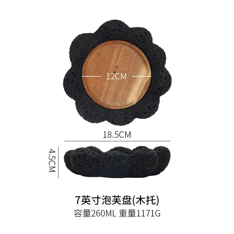 Japanese Tableware Rock Sushi Plate Coal Ball Volcanic Stone Swing Plate Steak Plate Hotel Creative Dining Plate Sushi Dish colegio culinario de morelia