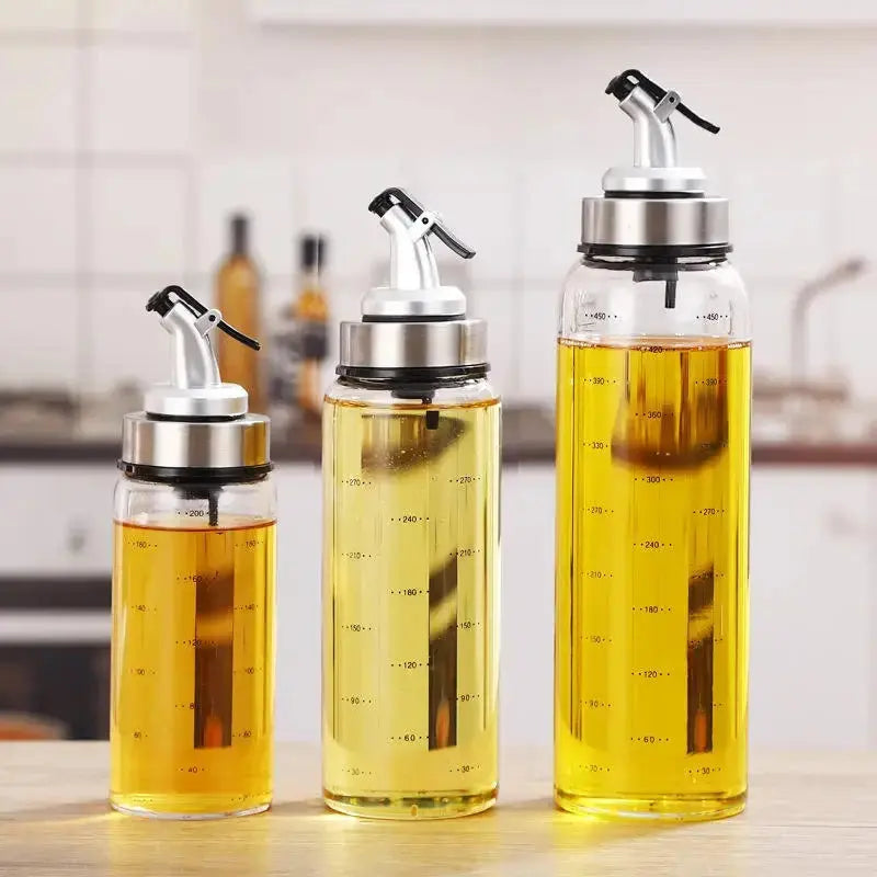 1PCS 180/300/500ml Oil Bottle High Borosilicate Glass Dispenser With Scale Quantitative Sauce Vinegar Cooking Kitchen Supplies colegio culinario de morelia