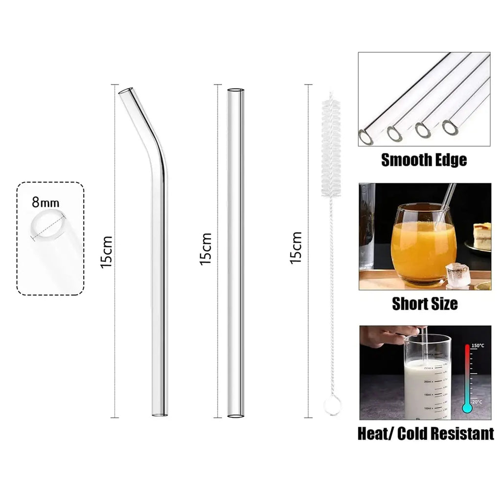 6'' Short Glass Drinking Straws Mini Reusable Eco-friendly Glass Straws for Cocktail Beer Wine Bar Drinkware Accessory Barware colegio culinario de morelia