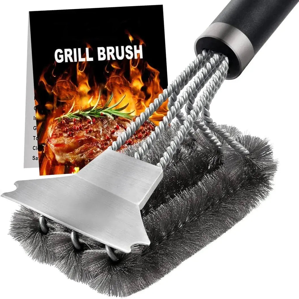 Barbecue cleaning brush, brush and scraper in one, Handle BBQ brush with Stainless Steel Bristles, Suitable for Outdoor Grill colegio culinario de morelia