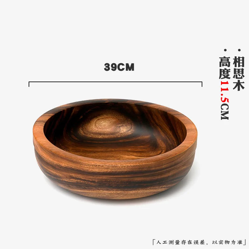 Extra Large Siwood Bowl Tray Set, Round Wooden Tray, Extra Large Salad Bowl, Solid Wood Tray, Custom Mixing Bowls, Ramen Chef's Market