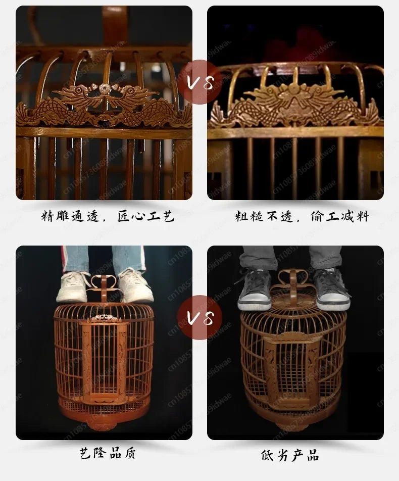 Bamboo cage with painted eyebrows for parrots, large size for household use, complete set of bamboo cages, old bamboo Chef's Market