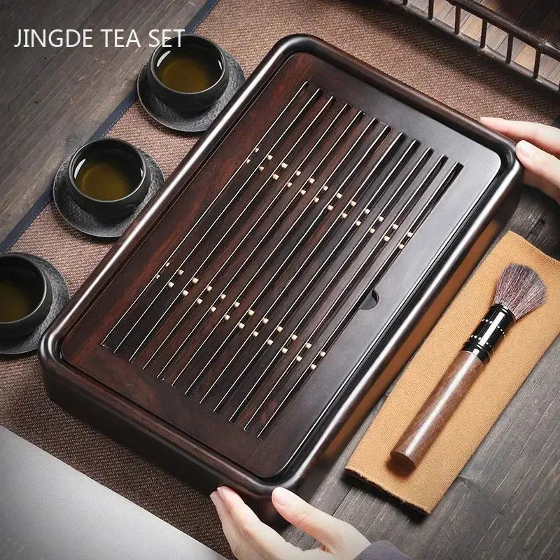 Black Ebony Tea Tray Household Solid Wooden Tea Tray Drainage Water Storage Tea Board Chinese Tea Table Decor Home Accessories colegio culinario de morelia