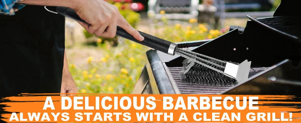 Barbecue cleaning brush, brush and scraper in one, Handle BBQ brush with Stainless Steel Bristles, Suitable for Outdoor Grill colegio culinario de morelia