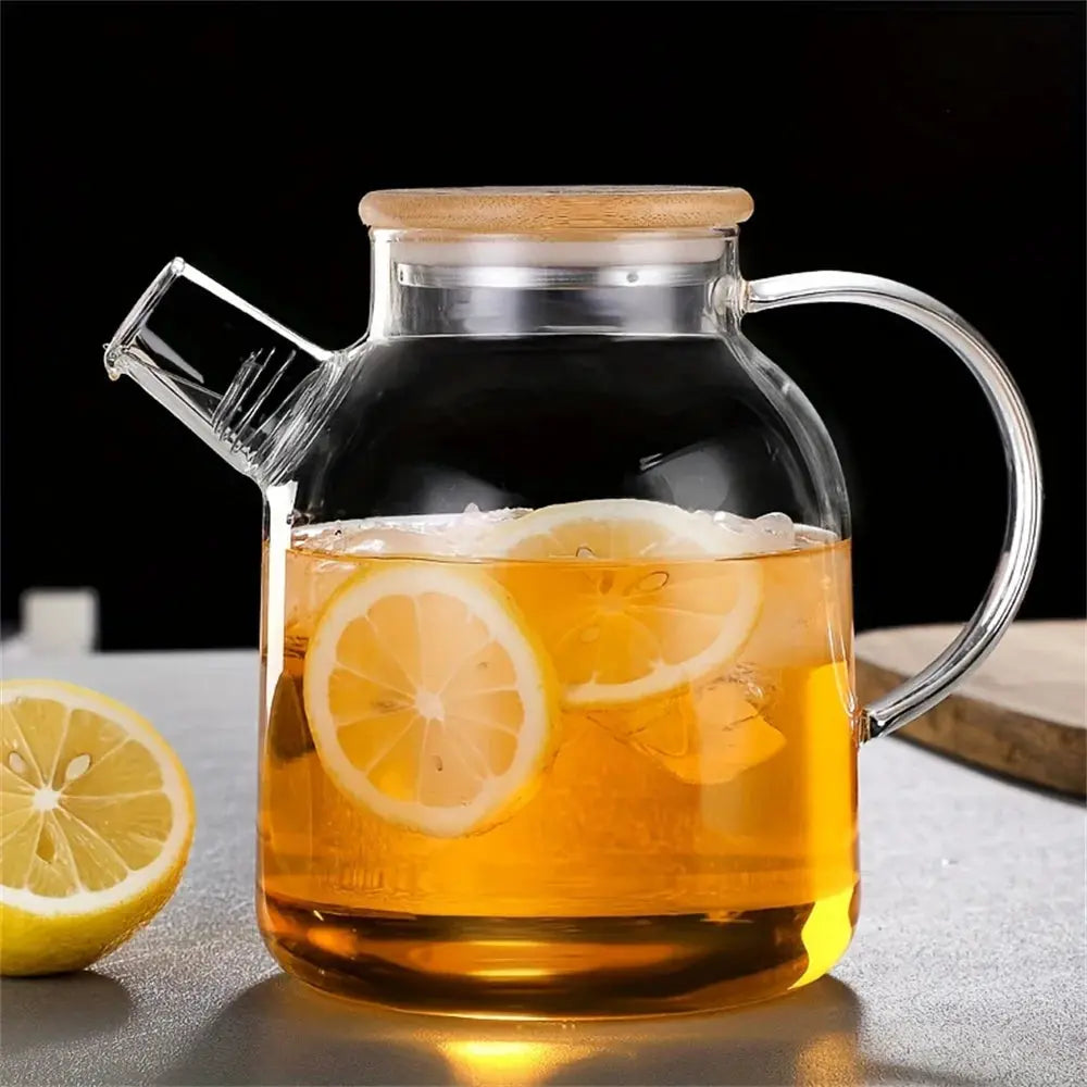1L/1.8L Large Capacity Glass Teapot High Temperature Resistant Kettle for Steamed Juice Fruit & Iced Tea Home Kitchen Access colegio culinario de morelia
