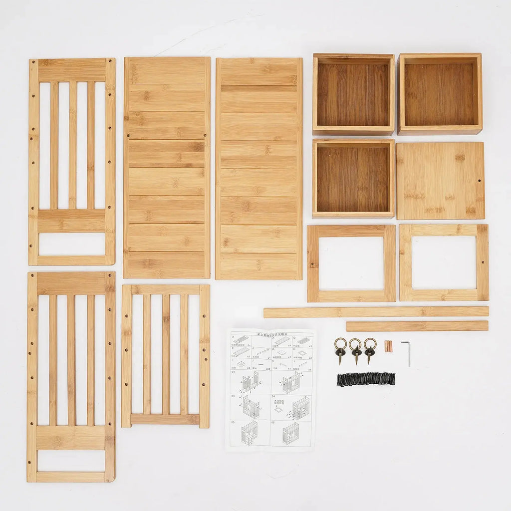 Bamboo Desktop Bookshelf with 3 Drawers, Desktop Storage Cabinet, Office Storage Organizer Student Desktop Multi-Layer Shelf colegio culinario de morelia