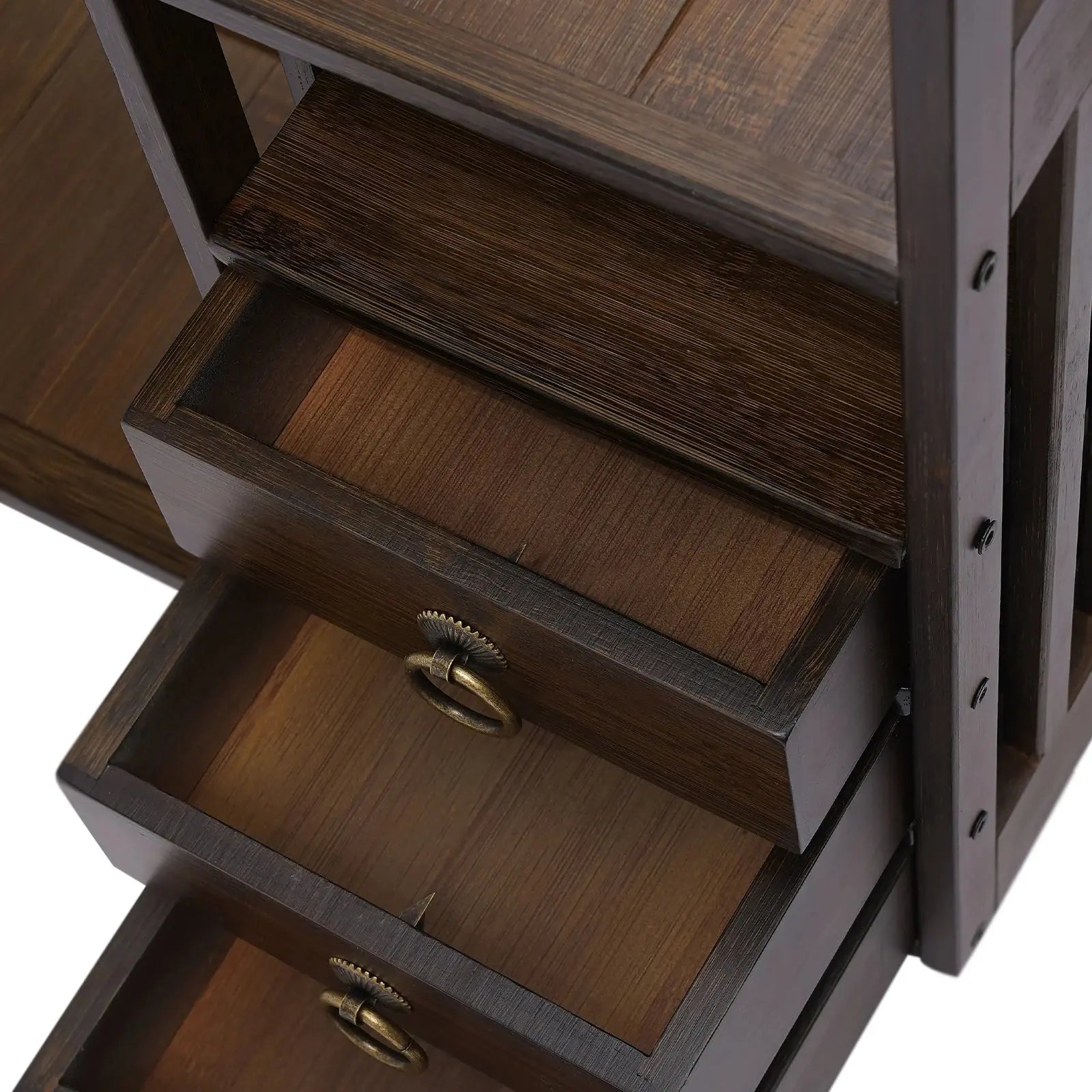 Bamboo Desktop Bookshelf with 3 Drawers, Desktop Storage Cabinet, Office Storage Organizer Student Desktop Multi-Layer Shelf colegio culinario de morelia