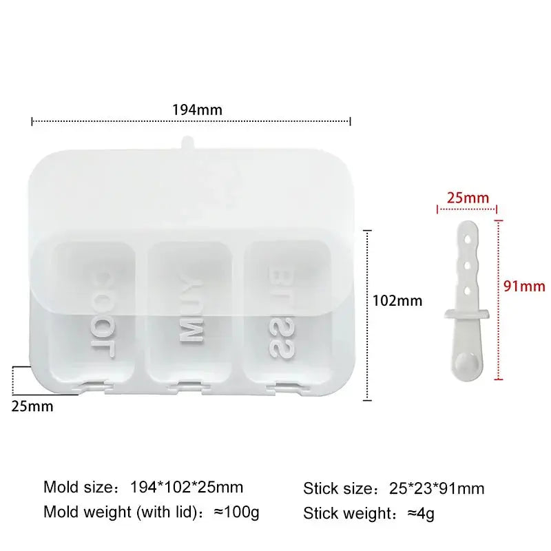 Homemade Popsicle 3-Cavity Ice Cream Mold Food Grade Silicone Letters JOY SMILE COOL YUM DIY Ice Lattice Ice Pop Molds colegio culinario de morelia