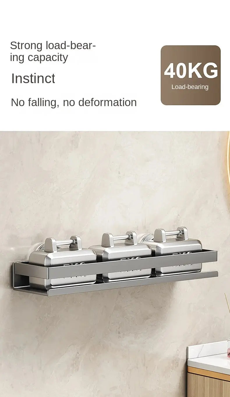 Kitchen suction cup storage rack, wall-mounted seasoning bottle box, multifunctional storage rack for spices, no drilling requir colegio culinario de morelia