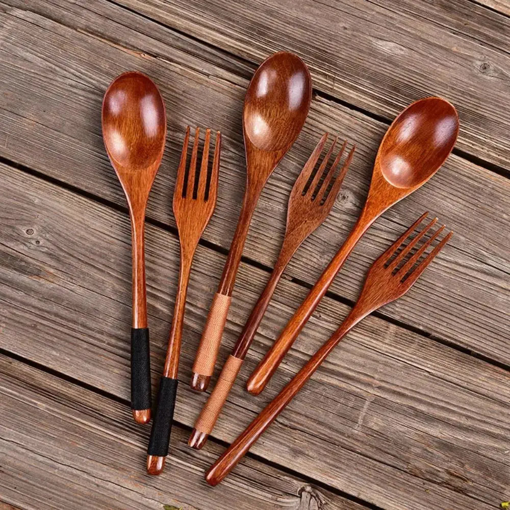 High Quality Natural Wooden Spoon Handmade Dinner Kit Wooden Fork Kitchen Accessories colegio culinario de morelia